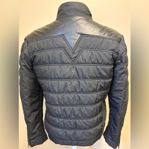 Versace Me's size Large Black Quilted + Leather Long Sleeve Vintage Moto Jacket - Picture 5 of 13